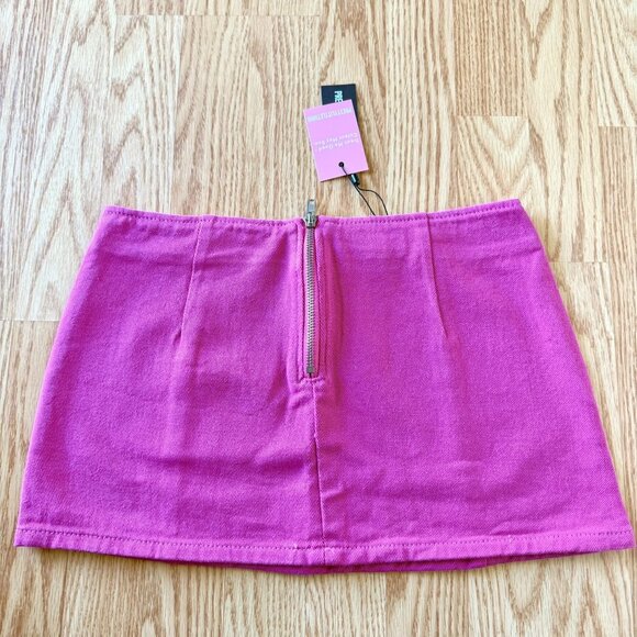 Pink Micro Mini Denim Skirt PrettyLittleThing Size 2 Festival Coquette Baddie - Picture 4 of 8